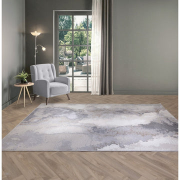 Stellar ST03 Modern Abstract Distressed Shimmer Hi-Low Textured Smooth Soft-Touch Polyblend Short Pile Beige/Grey/Cream Rug-Asiatic Carpets-Rug Love - The Most Loved Rug Store